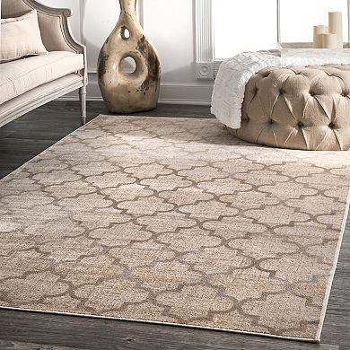 nuLOOM Vintage Viscose Distressed Geo Quatrefoil Rug