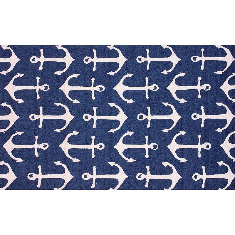 nuLOOM Air Libre Anchors Indoor Outdoor Rug, Blue, 5X8 Ft