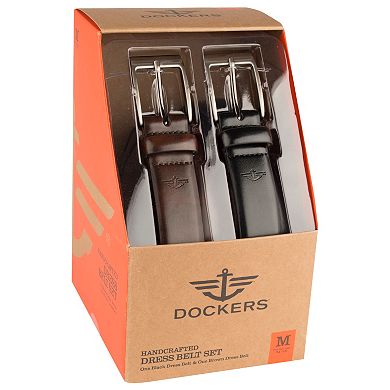 Men's Dockers Leather Dress Belt Boxed Set