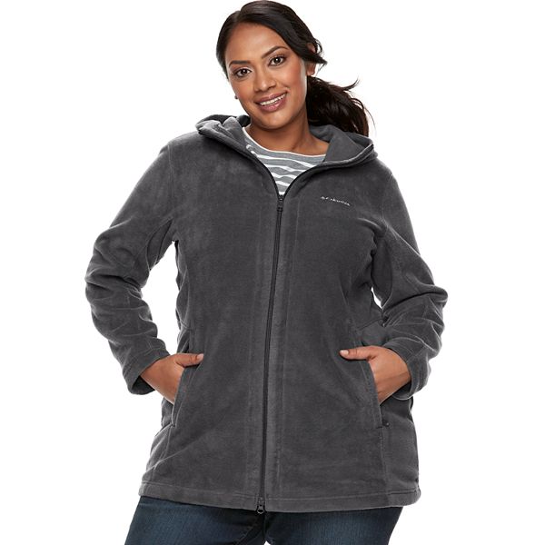 Plus size columbia three lakes hooded long fleece jacket on sale