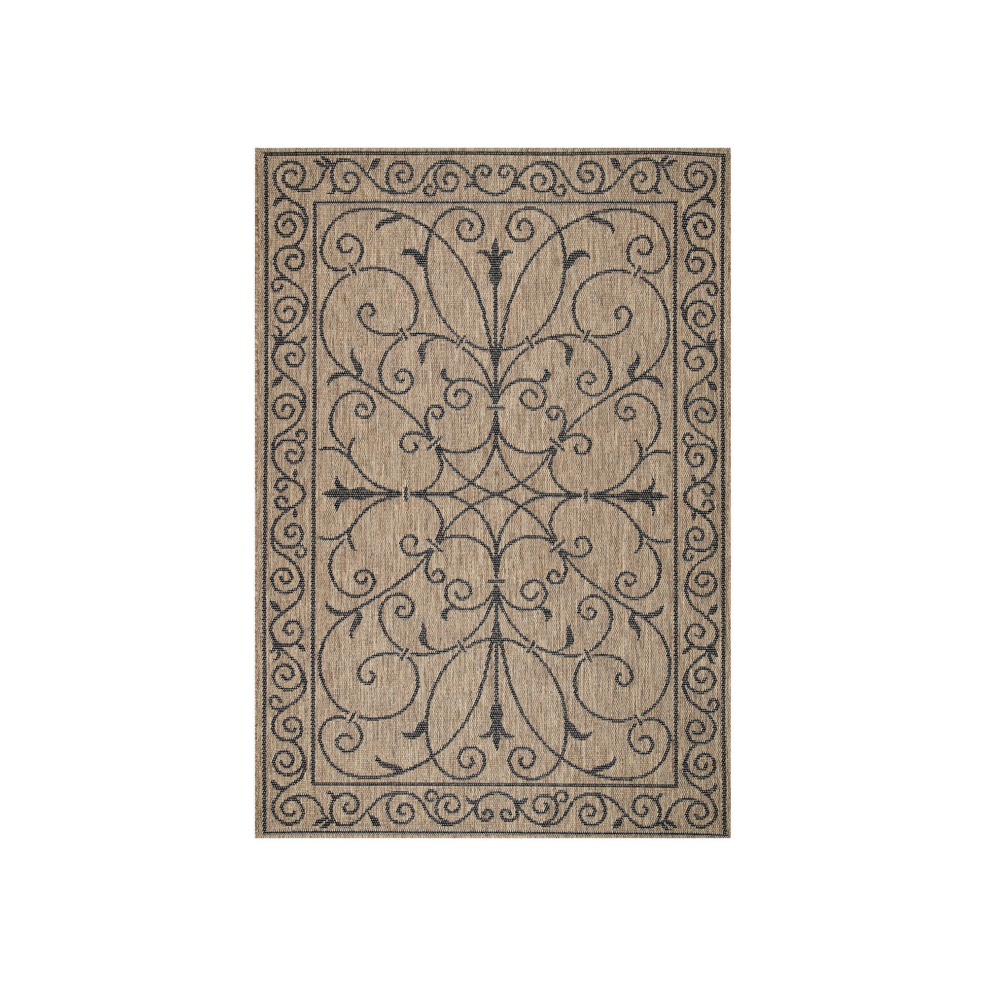 nuLOOM Alexa Framed Scroll Indoor Outdoor Rug, Brown