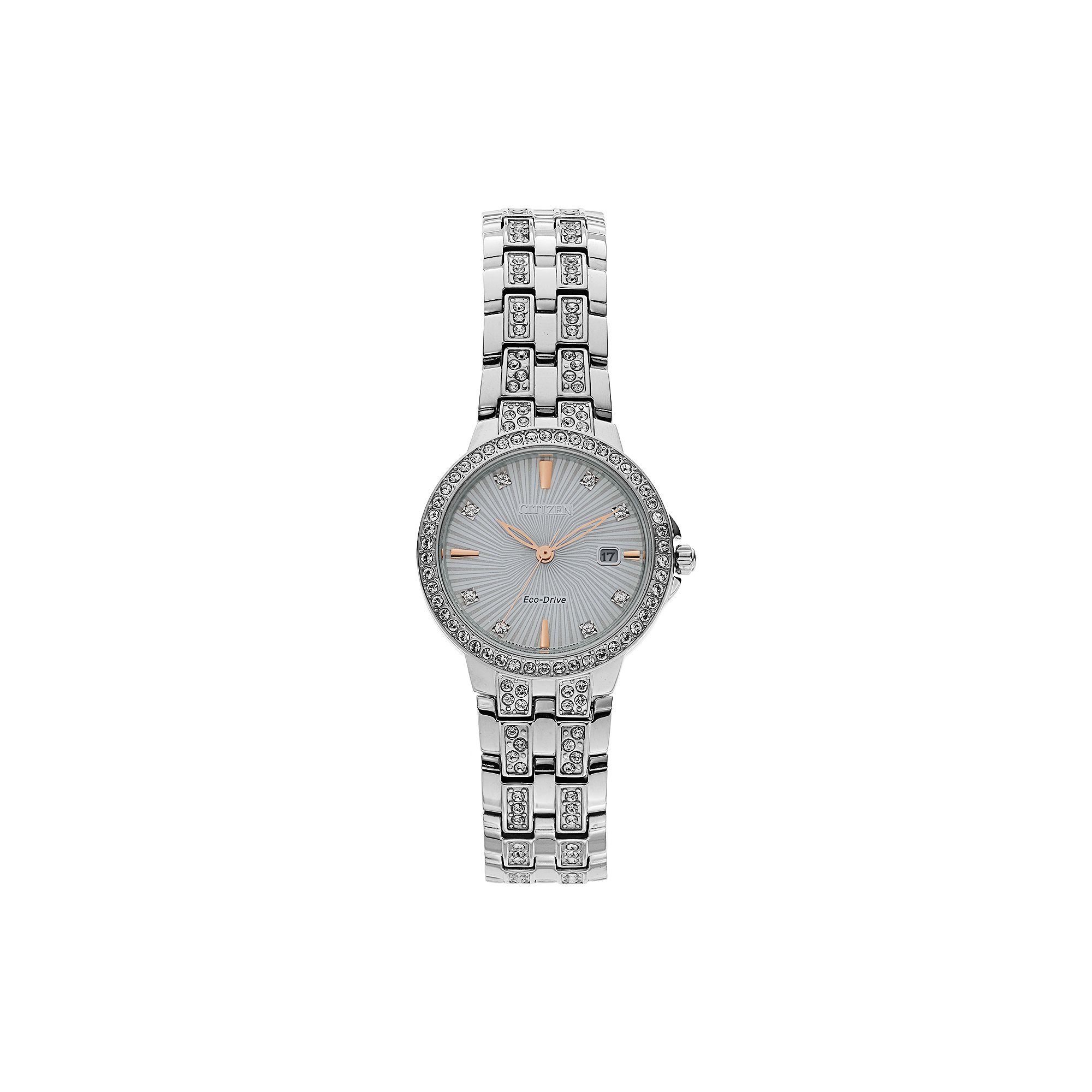 Citizen Eco-Drive Womens Silhouette Crystal Stainless Steel Watch - EW2340