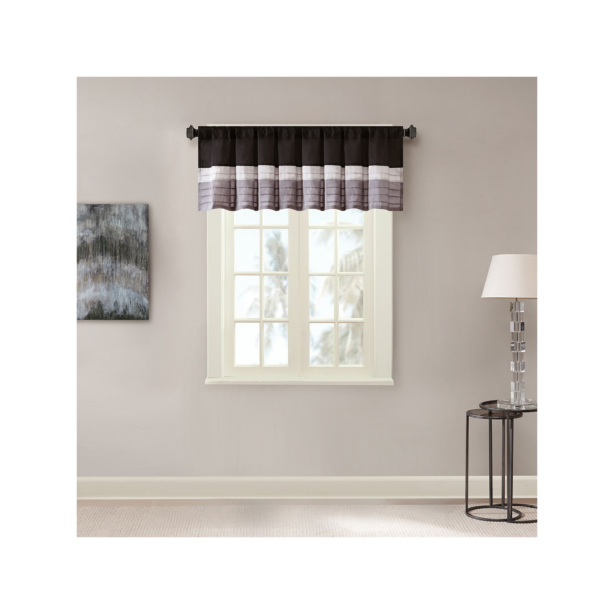 Madison Park Eastridge Window Valance - 50 x 18, Black