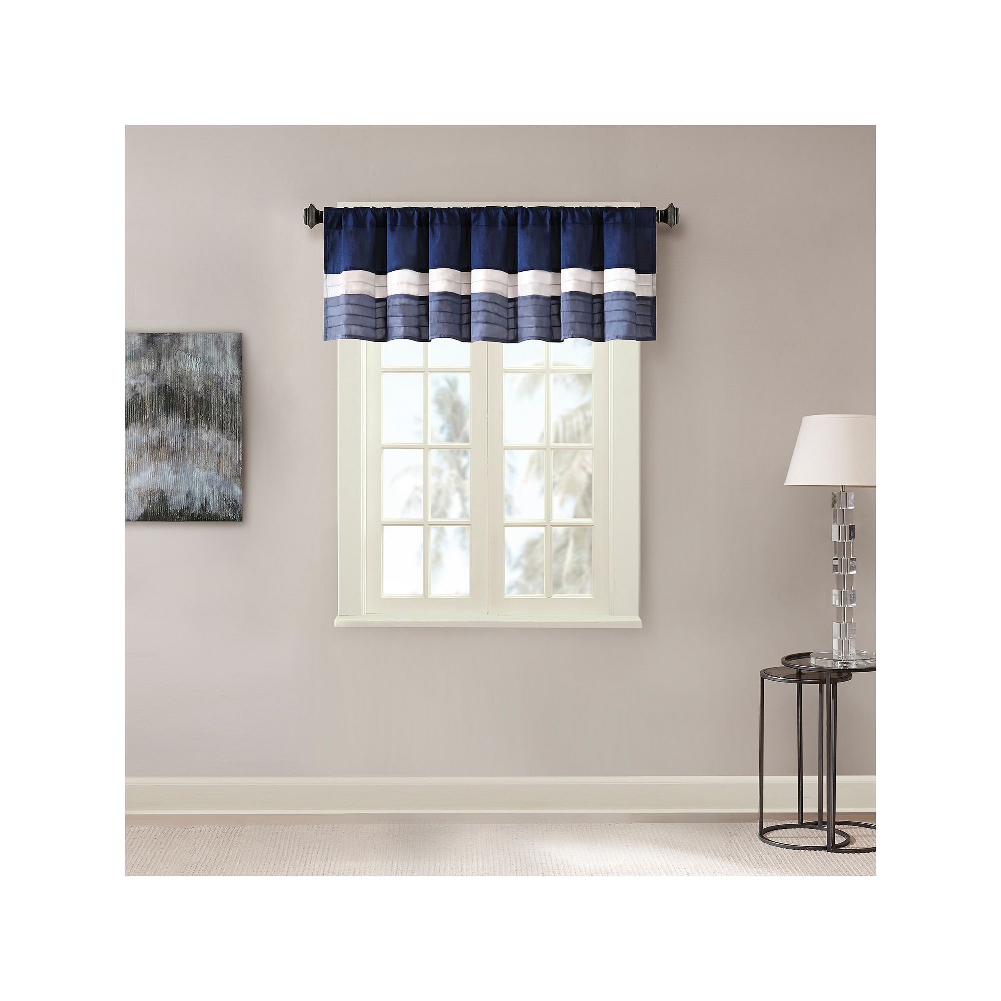 Madison Park Eastridge Window Valance - 50 x 18, Blue