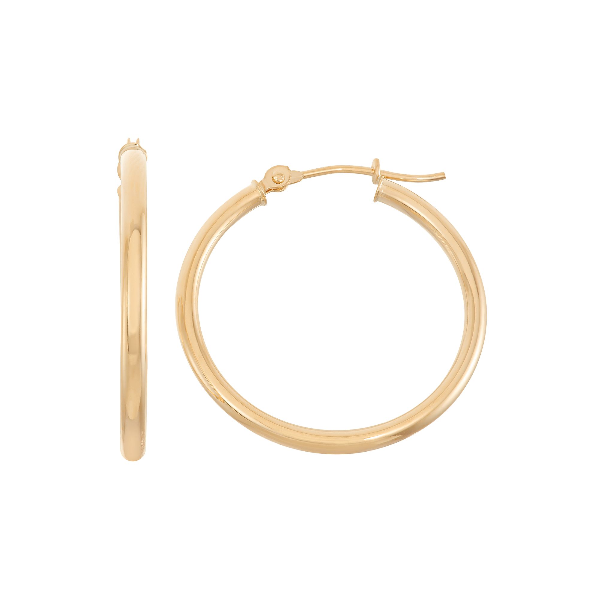 Jordan Blue 14k Gold Tube Hoop Earrings - 25 mm, Womens, Yellow