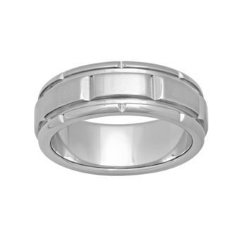 Men's Stainless Steel Grooved Ring