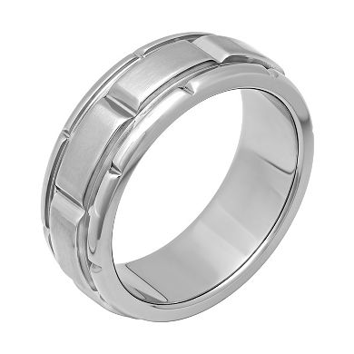 Men's Stainless Steel Grooved Ring