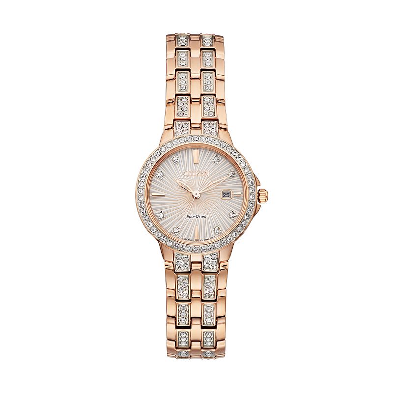Citizen Eco-Drive Women's Silhouette Crystal Stainless Steel Watch - EW2348-56A, Rose Gold Tone