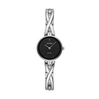 Citizen Eco-Drive Women's Silhouette Crystal Stainless Steel Half-Bangle Watch - EX1420-50E