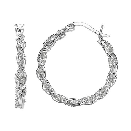 silver braided hoop earrings