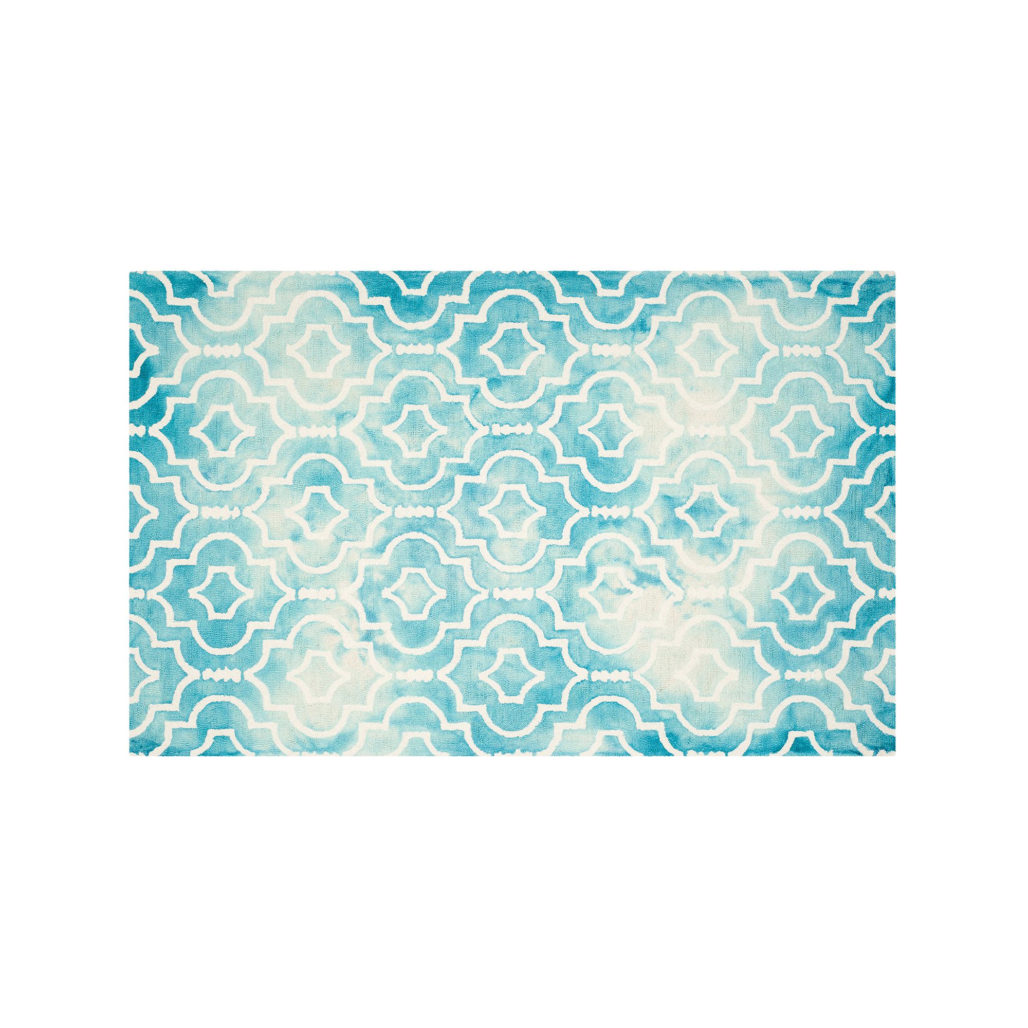 Safavieh Jefferson Quatrefoil Dip-Dyed Wool Rug, Turquoise Ivory