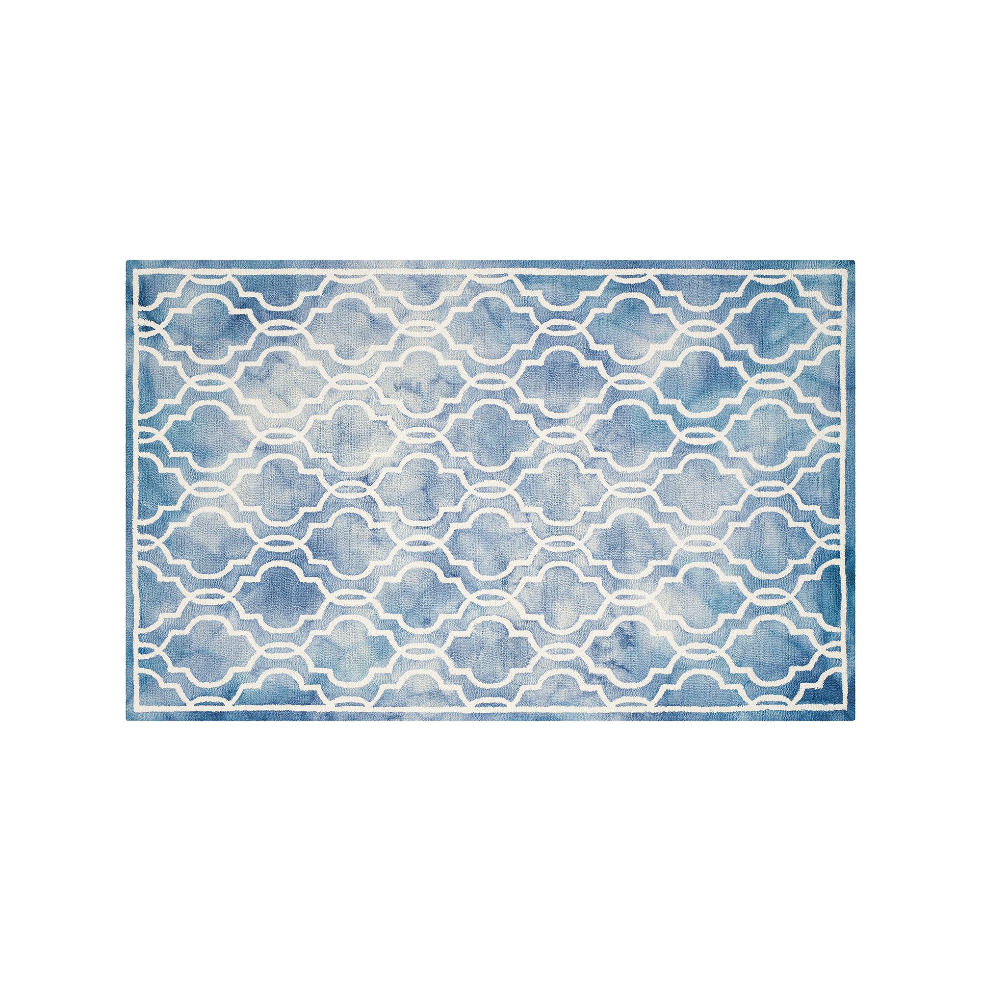 Safavieh Crosby Framed Quatrefoil Dip-Dyed Wool Rug, Blue Ivory
