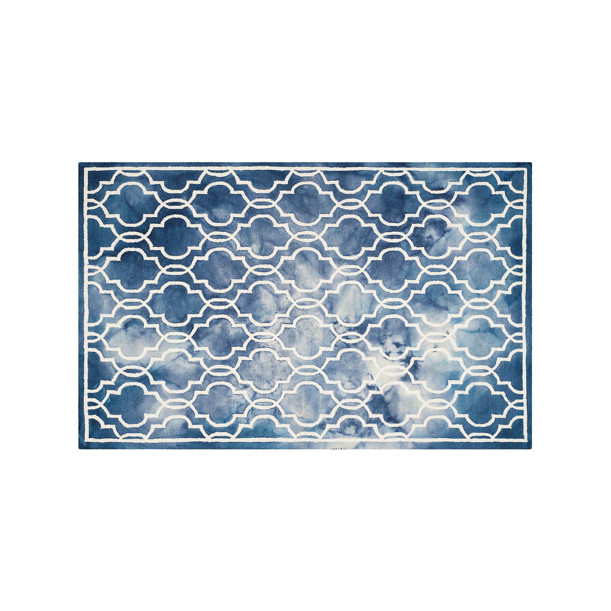Safavieh Crosby Framed Quatrefoil Dip-Dyed Wool Rug, Navy Ivory