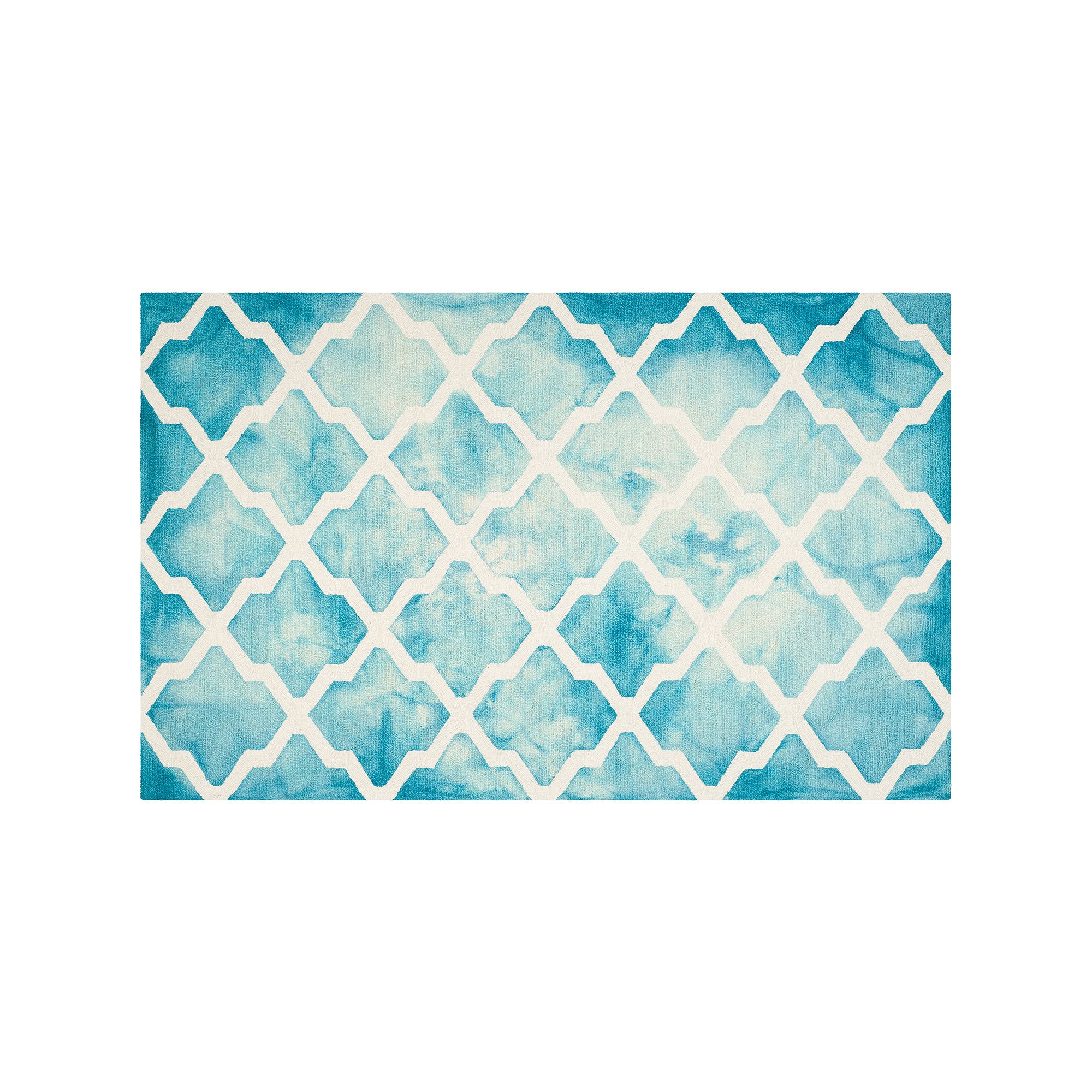Safavieh Morrison Lattice Dip-Dyed Wool Rug, Turquoise Ivory