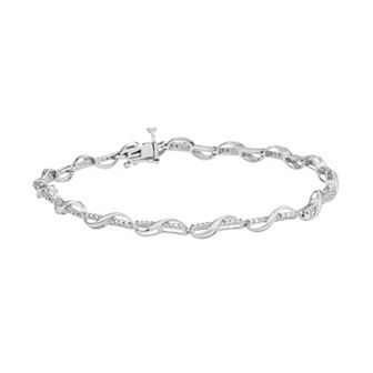 Classic Treasures Sterling Silver 1/10 Carat T.W. Diamond Twist Bracelet