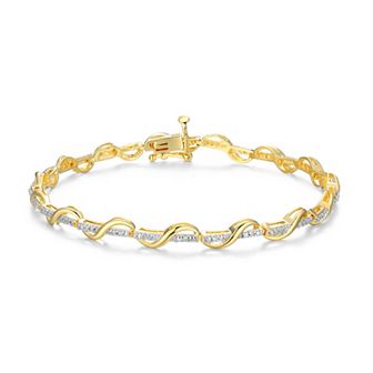 Classic Treasures 18k Gold Over Silver 1/10 Carat T.W. Diamond Twist Bracelet
