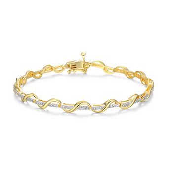 Classic Treasures 18k Gold Over Silver 1/10 Carat T.W. Diamond Twist Bracelet
