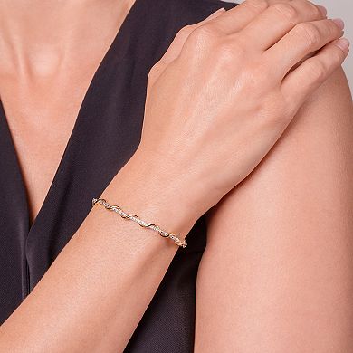 Classic Treasures 18k Gold Over Silver 1/10 Carat T.W. Diamond Twist Bracelet