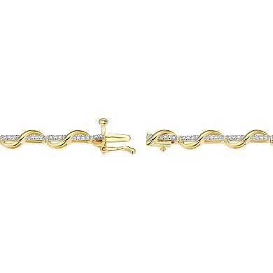 18k Gold Over Silver 1/10 Carat T.W. Diamond Twist Bracelet