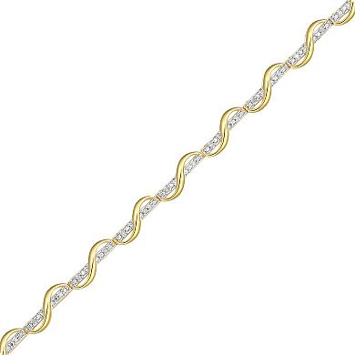 Classic Treasures 18k Gold Over Silver 1/10 Carat T.W. Diamond Twist Bracelet