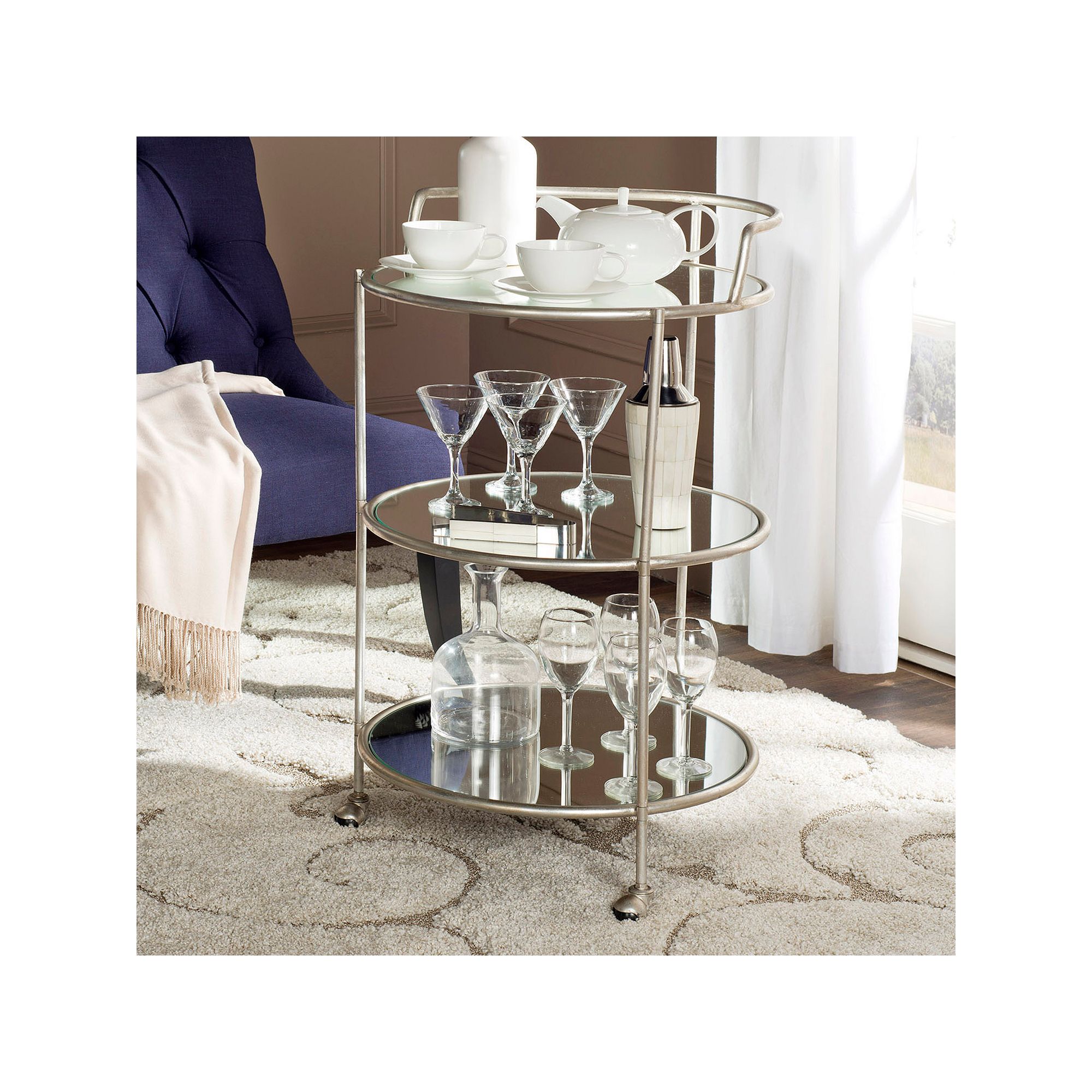 Safevieh Dulcinea Bar Cart, Silver