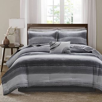 Madison Park Essentials Barret Comforter Set with Cotton Bed Sheets and Throw Pillow