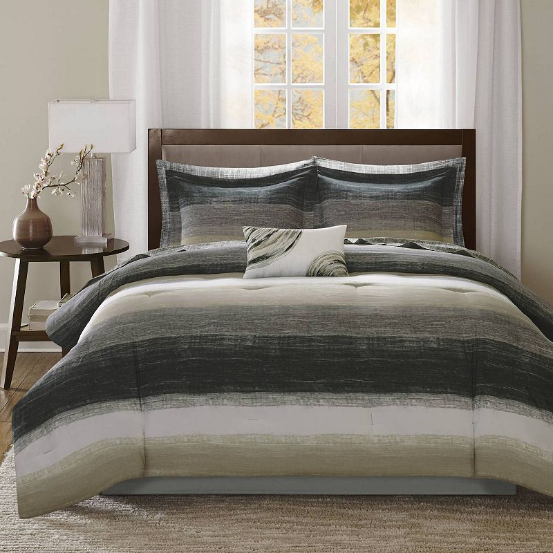 Seth Striped Complete Multiple Piece Comforter Set (Queen) 9-Piece: Madison Park, Embroidered, OEKO-TEX Certified
