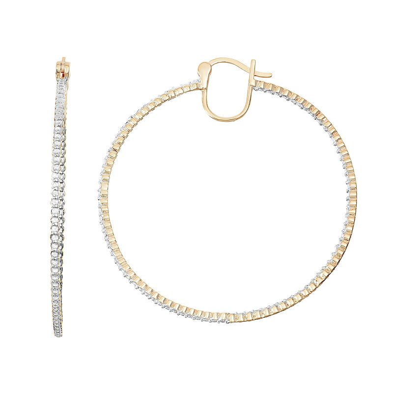 18k Gold Over Silver 1/2 Carat T.W. Diamond Inside-Out Hoop Earrings, Women