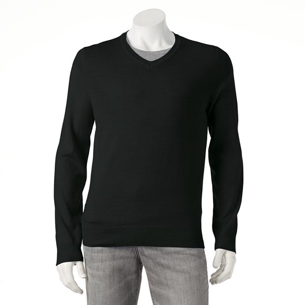 APT.9 Mens Gray Soft Merino Long Sleeve V-Neck Sweater XX-Large at   Men's Clothing store