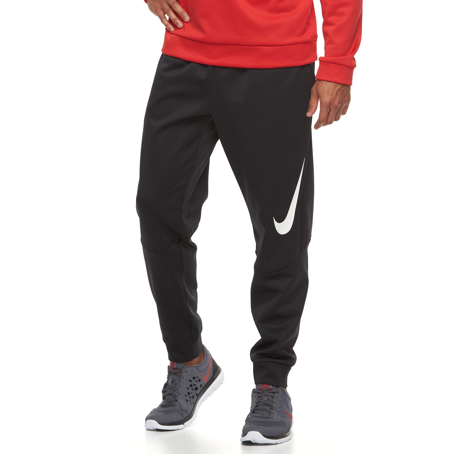 nike training therma tapered joggers in black