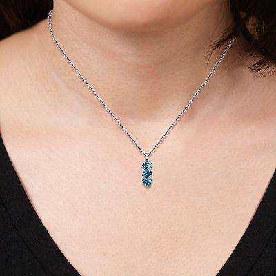 Sterling Silver London Blue Topaz Swiss Blue Topaz Sky Blue Topaz Cluster Pendant Necklace