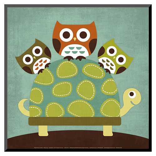 Art.com Three Owls on Turtle Wood Wall Art