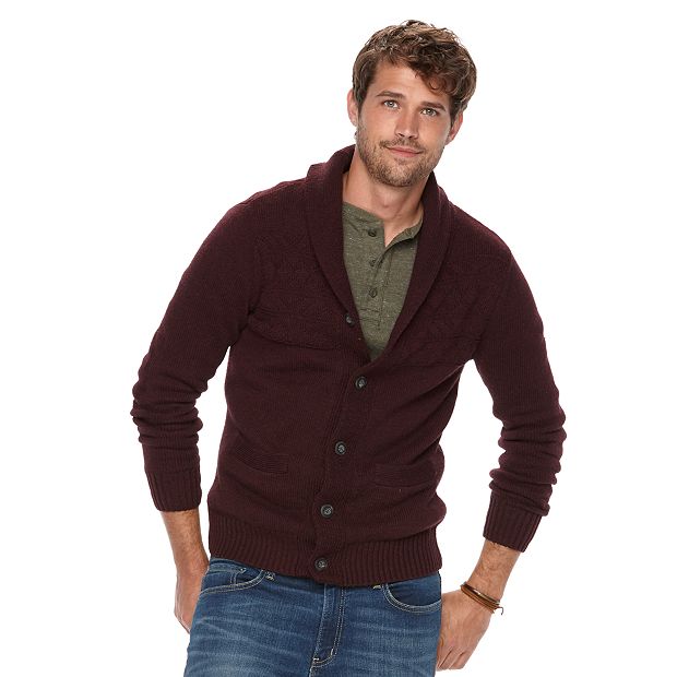 Shawl cardigan with elbow patch.  Mens fashion sweaters, Mens outfits, Mens  cardigan sweater