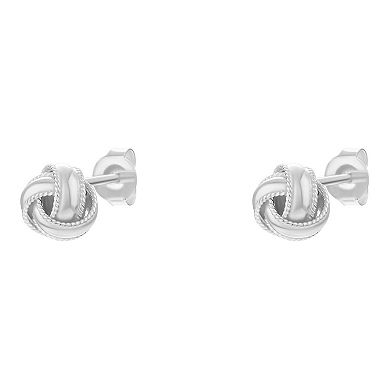 PRIMROSE Sterling Silver Textured Love Knot Stud Earrings