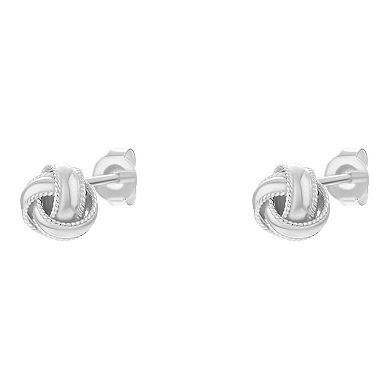 PRIMROSE Sterling Silver Textured Love Knot Stud Earrings