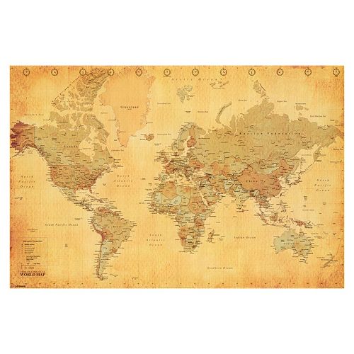 Art.com Vintage Style World Map Wall Art Print