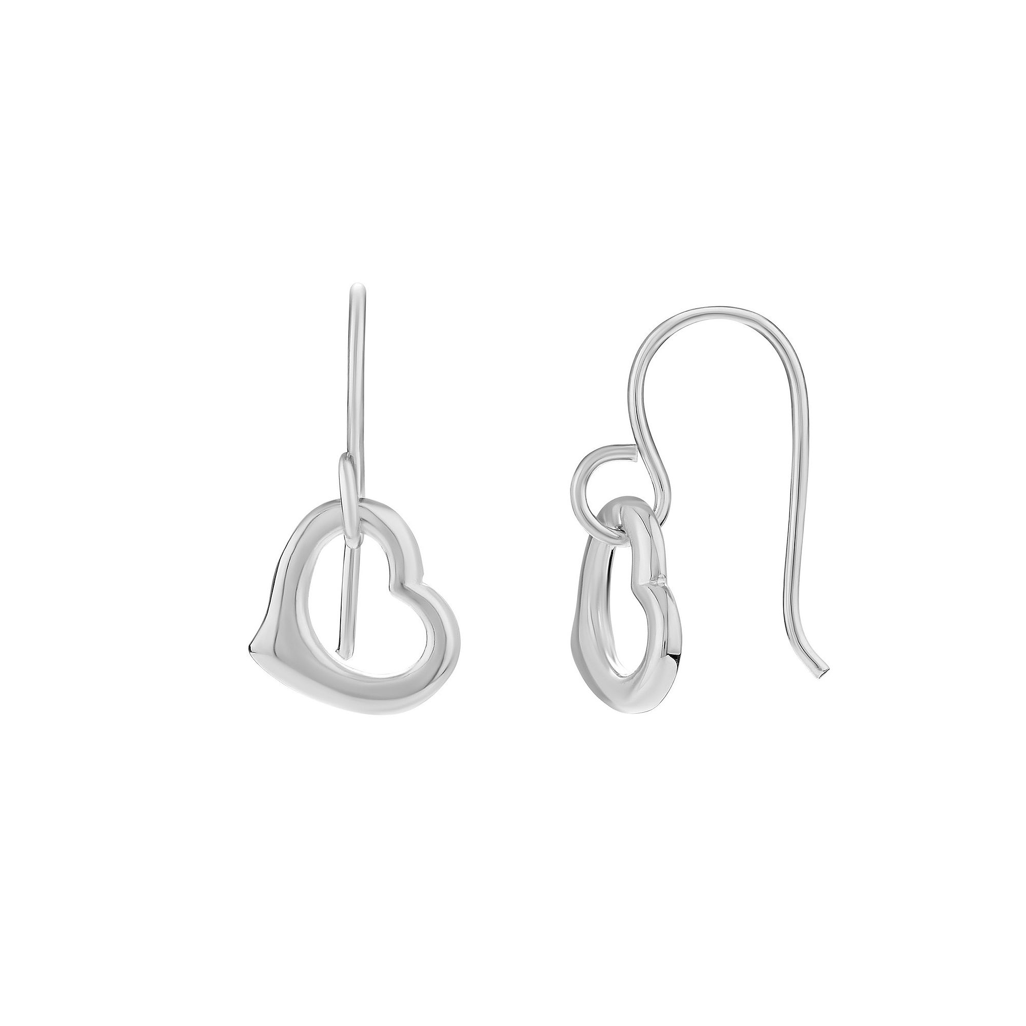 PRIMROSE Sterling Silver Heart Drop Earrings, Womens, Grey