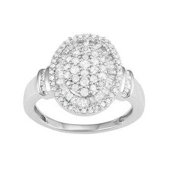 Jewelexcess 10k White Gold 1 Carat T.W. Diamond Oval Halo Ring