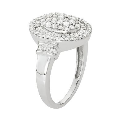 Jewelexcess 10k White Gold 1 Carat T.W. Diamond Oval Halo Ring