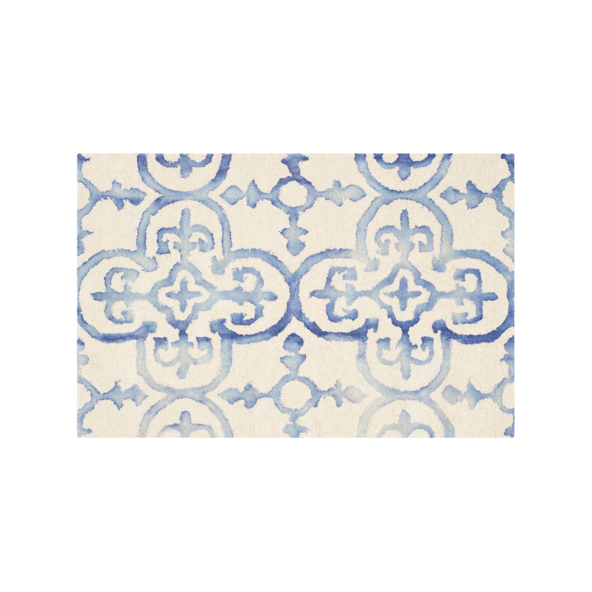 Safavieh Creedence Quatrefoil Dip-Dyed Wool Rug, Ivory Blue