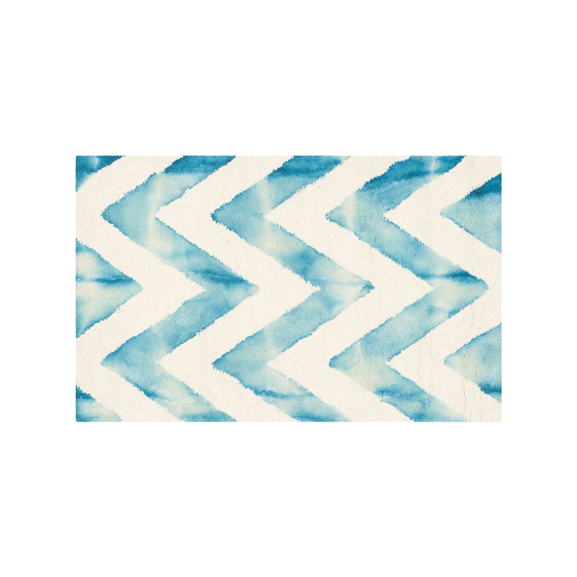 Safavieh Chevron Dip-Dyed Wool Rug, Ivory Turquoise