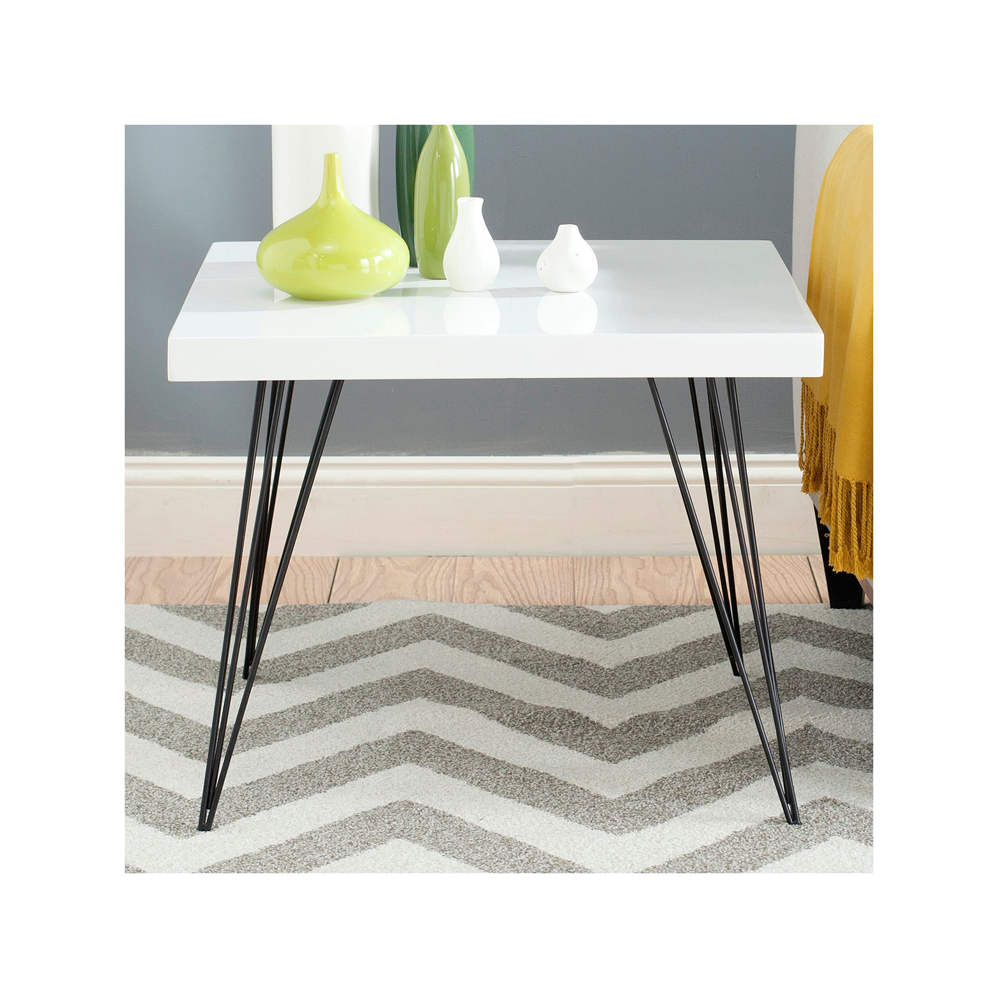 Safavieh Wolcott Square Lacquer Coffee Table, White Black