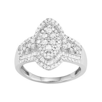 Jewelexcess 10k White Gold 1 Carat T.W. Diamond Marquise Halo Ring