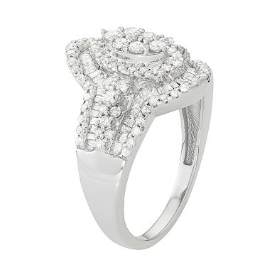 Jewelexcess 10k White Gold 1 Carat T.W. Diamond Marquise Halo Ring