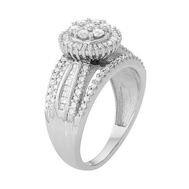 Jewelexcess 10k White Gold 1 Carat T.W. Diamond Flower Halo Ring