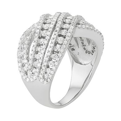 Jewelexcess 10k White Gold 1 1/2 Carat T.W. Diamond Crisscross Ring