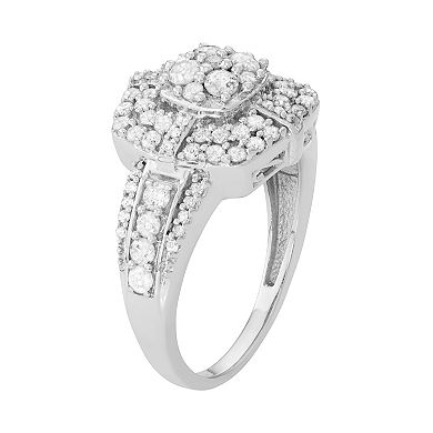 Jewelexcess 10k White Gold 1 Carat T.W. Diamond Flower Halo Ring