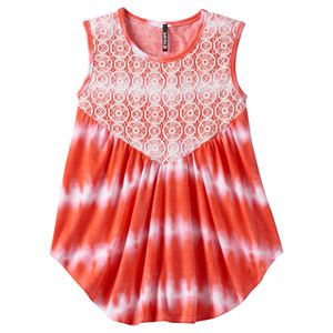 Girls 7-16 Insta Girl Lace Tie-Dyed Tank Top & Necklace