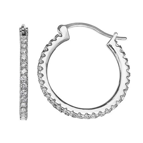 PRIMROSE Cubic Zirconia Sterling Silver Hoop Earrings