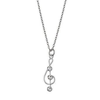 PRIMROSE Sterling Silver Cubic Zirconia Treble Clef Pendant Necklace